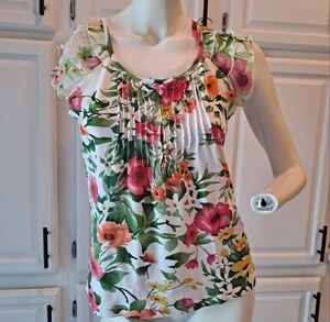 Caribbean Joe Multicolor Floral Blouse